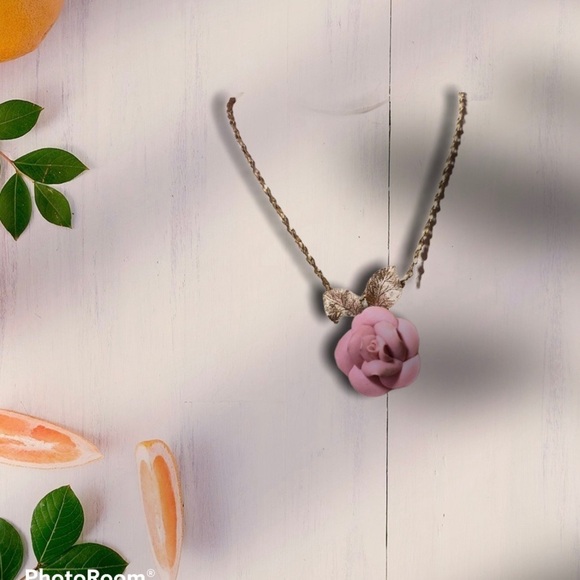 PINK CHINA ROSE NECKLACE PENDANT 19” - Picture 3 of 9